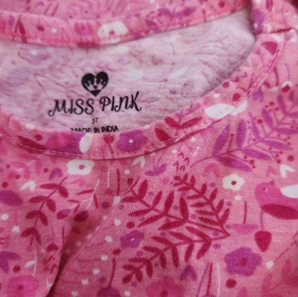 Miss Pink Long Sleeve Floral Flare Girls Dress 3T - Picture 6 of 6